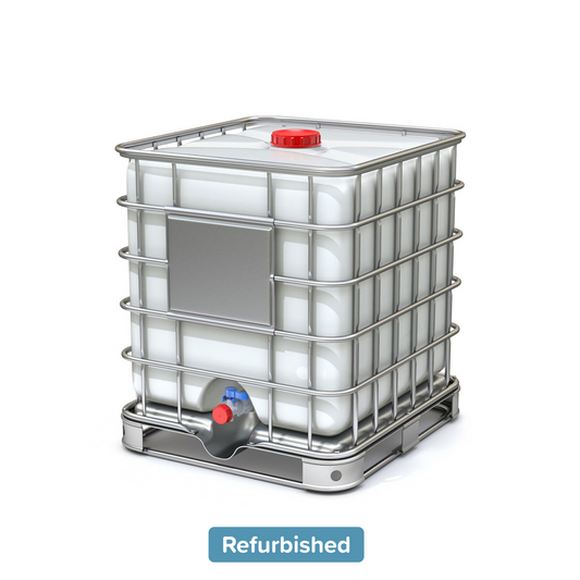 IBC Tank / Tote 270 Gallon (1000L) with Metal Cage, Ball Valve and Lid - Refurbished